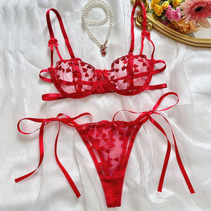 Women Floral Lace <b>Thong</b> Panties Set With Embroidered Design Low-Rise Sexy Underwear <b>Seamless</b> Ultra-Thin Knitted - Product Image 4