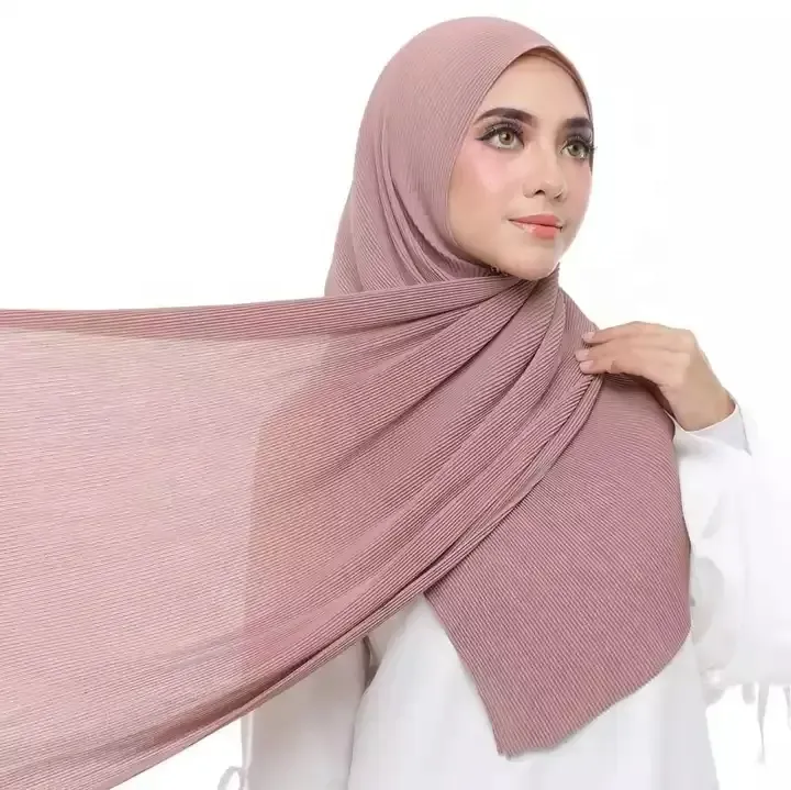 Yomo plissiertes Hijab 34 Farben Perle chiffon Kräusel Damen monokrome Kopftuch reine Farbe zerknittert modischer muslimischer Schal