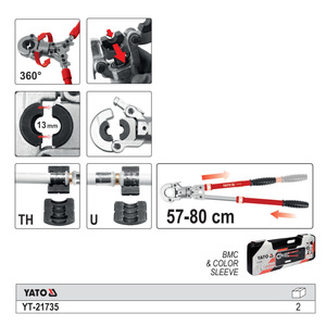 Jeu de clés à sertir manuelles Yato, métriques, réglables, qualité industrielle, acier au carbone YT-21735 - Product Image 2