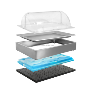 Plateau de présentation réfrigéré pour fruits de mer avec couvercle transparent, plateau de service en acier inoxydable pour aliments froids, idéal pour hôtels, restaurants et traiteurs de sushis - Product Image 4
