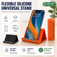 Support de téléphone portable, tablette et ordinateur portable en silicone flexible, pliable, antidérapant, avec logo personnalisé, pour une meilleure dissipation de la chaleur