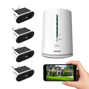 4CH Wireless Solar kamerasystem 4MP HD Solar Power Kamera Zwei-Wege-Audio Unterstützung für die menschliche Erkennung <span class=keywords><strong>P2P</strong></span> CCTV Solar Überwachungs kamera - Product Image 2