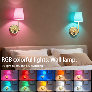 Detachable Rechargeable Battery Wireless LED <b>Wall</b> <b>Lights</b> with Shade & <b>Remote</b>,3 Colors & 7 RGB Dimmable for Bedroom Living Room - Product Image 4