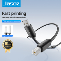 Kabel Printer Jasoz USB 2.0, USB 2.0 480Mbps, USB A ke USB B Male, 1m 2m 3m 5m, 64 Braid Berlapis Nikel untuk Printer Scanner