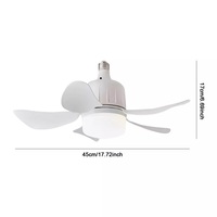 Ventilador de techo moderno con enchufe E27 para interiores de 18 pulgadas, lámpara de araña Led, bombilla de luz blanca, ventilador de techo para dormitorio con luz