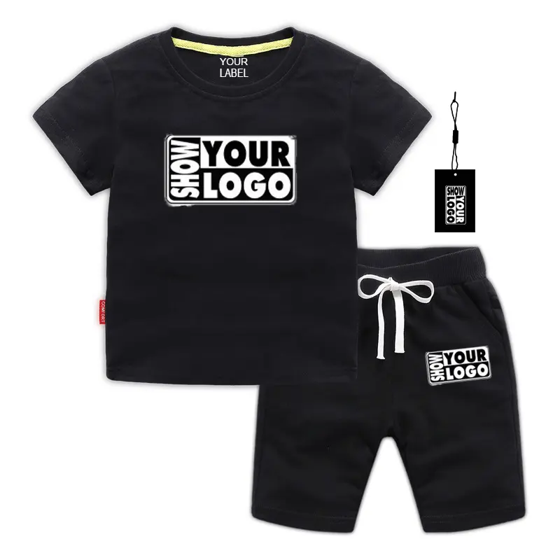 Free shipping colors mix design accept 100% cotton kids short sleeve t shirt and shorts set custom design kid clothing sets