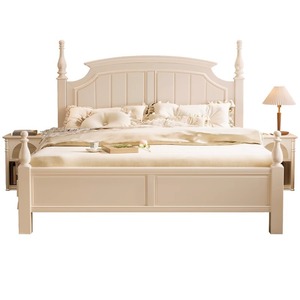 French Style <b>Solid</b> <b>Wood</b> Double Bed 1.8M High End European Bedroom Princess Bed 1.5M Single Bed Durable Platform Bed Frame - Product Image 4