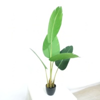 Bananes artificielles en plastique de haute qualité, 105 cm, 5 feuilles vertes, décoration intérieure pour sol/table, durables et écologiques