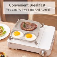 Poêle carrée antiadhésive en aluminium blanc 3 tasses pour œufs, crêpes, burgers, omelettes, petit-déjeuner, ustensile de cuisine à gaz