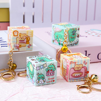 Porte-clés cube magique personnalisé, dessin animé créatif, cadeau anti-stress, pendentif pour sac à dos, ornement de porte-clés