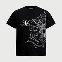 T-shirt unisexe 220 GSM, coton lourd 100%, logo personnalisé, vente en gros, col rond, manches courtes, imprimé graphique toile d'araignée, streetwear