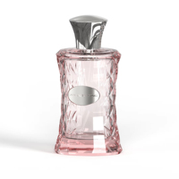 Flacon de parfum en verre facetté avec bouchon décoratif, emballage de parfum transparent rose ambre pour marque privée