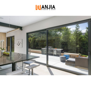 WANJIA Nhôm Đôi Tempered Glass Cửa Trượt Chất Lượng Cao Năng Lượng Hiệu Quả Cửa Trượt - Product Image 2