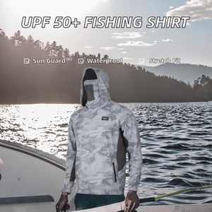 Vêtements de pêche imperméables personnalisés UPF 50+, pour hommes, 95% polyester, 5% élasthanne, 180g, sweat-shirt imprimé par transfert thermique - Product Image 2