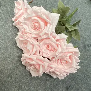 Ramo de Rosas Artificiales de Seda con <span class=keywords><strong>9</strong></span> Cabezas y Grandes Ondas, 46 cm, para Decoración Navideña y de Graduación - Product Image 4