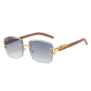 Gafas de sol rectangulares sin montura, lentes degradadas, protección UV400, estilo retro, gafas de sol unisex para conducir - Product Image 1