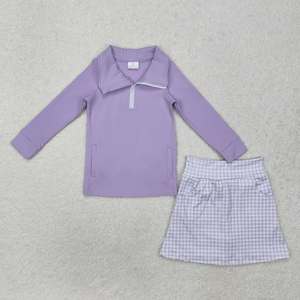 Ensembles de yoga pour enfants en gros : Hauts de couleur unie et jupes à imprimé léopard fleuri – Ensembles deux pièces pour filles - Product Image 2