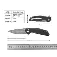 Couteau pliant d'extérieur Damas avec manche en fibre de carbone et G10, couteau de poche tactique de survie pour le camping, qualité industrielle OEM, personnalisable