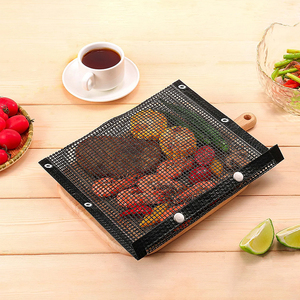 Rotisserie <b>Mesh</b> Bags Use <b>for</b> <b>Grill</b> Bag 2023 Non-stick Bbq <b>Mesh</b> Reusable BBQ Black Color 22*27CM Black or Gold OPP Bag+custom Box - Product Image 6