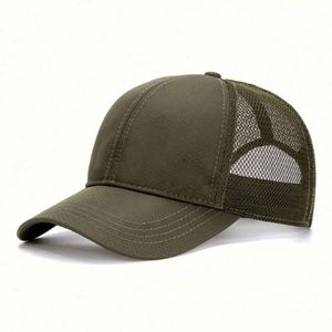 Gorra de béisbol de malla transpirable de poliéster de 6 paneles de color liso para verano, de secado rápido, al por mayor - Product Image 6