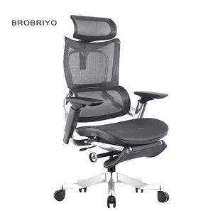 Chaise de bureau ergonomique à dossier haut gris chaise d'ordinateur en maille avec support lombaire pour bureau à domicile