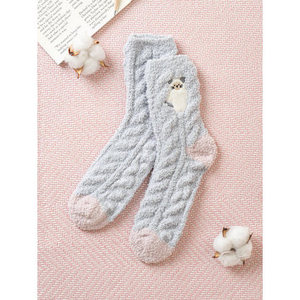 Carattere ricamato blu con stampa Jacquard calzini da notte in maglia traspirante lunghezza equipaggio Logo personalizzato taglia unica per l'estate - Product Image 1