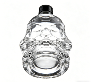 Botella <span class=keywords><strong>de</strong></span> Vidrio con Forma <span class=keywords><strong>de</strong></span> <span class=keywords><strong>Calavera</strong></span> <span class=keywords><strong>de</strong></span> Cristal <span class=keywords><strong>de</strong></span> 1000ml, 750ml, 500ml y 100ml con Tapón <span class=keywords><strong>de</strong></span> Corcho y Serigrafía para Brandy, Tequila y Vino - Product Image 4