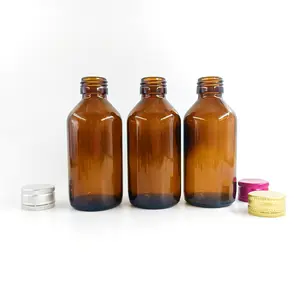 Botol Kaca Amber Kosong Obat 120Ml, untuk Sirup Batuk dan Pengencangan Berat Badan