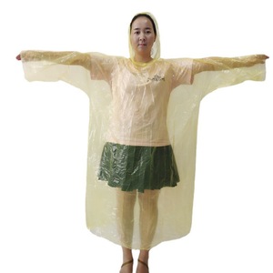 Yokoo Portable Compact <b>Raincoat</b> <b>Long</b> Sleeve Hooded Adult Disposable Plastic Outdoor Use Large Size - Product Image 5