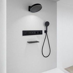 Robinet de <span class=keywords><strong>douche</strong></span> mural thermostatique dissimulé style minimaliste en or brossé, avec fonction cascade et garantie de 3 ans - Product Image 3