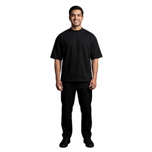 T-shirts 100% coton sur mesure, t-shirts noirs imprimés à l'écran pour cadeaux, 250 GSM, poids lourd - Product Image 1