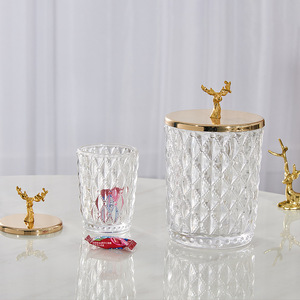 Boîte de rangement décorative en verre de cristal avec tête de <span class=keywords><strong>cerf</strong></span> en <span class=keywords><strong>métal</strong></span> de haute qualité, rangement créatif pour salon, <span class=keywords><strong>décoration</strong></span> de sucre - Product Image 4