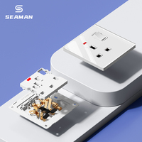 Enchufe Eléctrico Universal de Pared con Doble Salida de 5 Orificios y Puerto USB, Plateado, 110-250v, Enchufe de Corriente para PC de 13A, Interruptor de Luz de 1/2/3 Vías