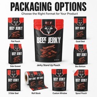Bolsas de embalaje Ziplock de carne seca al por mayor, bolsa de plástico Biltong Jerky con logotipo personalizado para ventana, comida seca, papel de aluminio para aperitivos, bolsa con soporte para carne