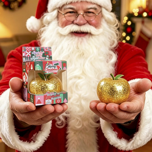 wholesale Merry Christmas Squeeze Toy Apple Gold <b>Glitter</b> Ball Soft Squishy Stress Relief Toys Kids Holiday Decorative Gift - Product Image 2