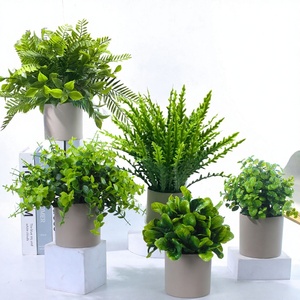 Plantas Verdes Artificiales en Maceta Pequeña: Eucalipto, Margarita, Areca, Palma Bonsái para Decoración de Sala de Estar, Oficina, Entrada y Vinoteca - Product Image 1