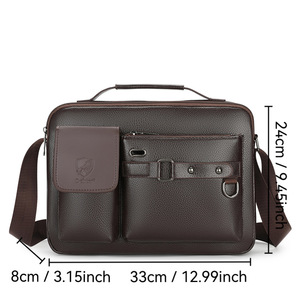 Sac à main d'affaires en cuir PU imperméable, sac messager pour homme, sac de voyage, sac à bandoulière grande capacité - Product Image 4
