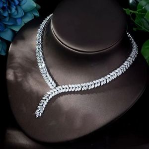 Hibide ชุดเครื่องประดับเพชรสังเคราะห์ AAA Zirconia AAA ปูคริสตัลสีขาวชุดเครื่องประดับดูไบ4ชิ้นสำหรับ N-1158ชุดเจ้าสาว - Product Image 5