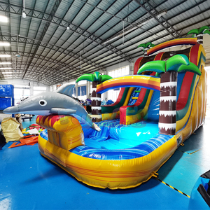 Tobogán acuático inflable gigante con temática tropical para niños, casa de brinco inflable comercial para adultos. - Product Image 5