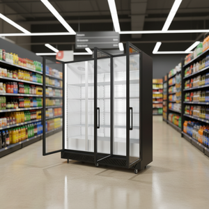 Congélateur vertical transparent à 3 portes -22°C, refroidissement par air, sans givre, pour la présentation haut de gamme de fruits de mer et de viandes LG-1500 Transparent 3 Portes St - Product Image 4