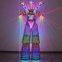Costume de Robot LED Pleine Couleur, Tenue Lumineuse sur Échasses, Vêtements Scéniques, Veste Lumineuse, Gants Laser, Casque Illuminé de Style Predator