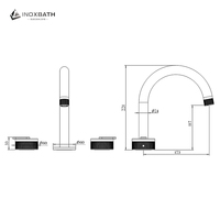 Robinet d'évier moderne à double poignée Robinet dissimulé à 3 trous en acier inoxydable Robinet de lavabo 304 Mélangeur d'eau chaude et froide