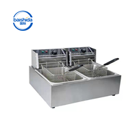 Friteuse électrique professionnelle double cuve en acier inoxydable 201, de comptoir, avec 2 paniers, pour restaurant, friteuse à poulet