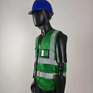 เสื้อกั๊กนิรภัยสะท้อนแสงสีเขียวมีแถบสะท้อนแสง100% วัสดุโพลีเอสเตอร์ ANSI <span class=keywords><strong>Class</strong></span> <span class=keywords><strong>2</strong></span>พร้อมกระเป๋า - Product Image 4