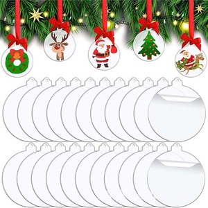 Ornements décoratifs de Noël, plaques rondes en acrylique vierges à suspendre pour la décoration de l'arbre, 50, 75, 100 mm - Product Image 2