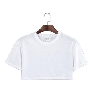 T-Shirt Crop Top da <span class=keywords><strong>Donna</strong></span> in Cotone 100% Molto Morbido Tessuto Pesante 200Gsm Nero Manica Corta - Product Image 3