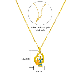 Collar con colgante de madre e hijo chapado en oro, diseño de dibujos animados, cadena de aleación, 16+2 pulgadas, longitud ajustable, joyería para uso diario - Product Image 1