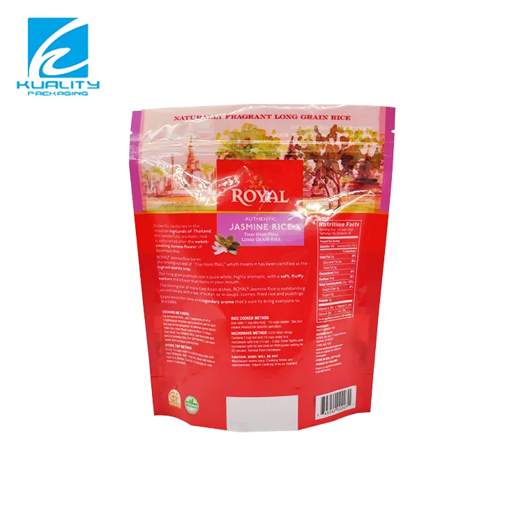 Recycled Reusable 1kg Rice Packaging Bag Stand Up Grain Flour Zipper Bags With Custom Design