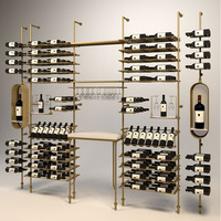 Support au sol Comptoir de vin Cloison en or rose Étagère de rangement Supermarché Vente au détail Vin personnel Casiers à vin commerciaux