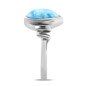 Bague en argent sterling 925, bijoux haut de gamme, pierre naturelle bleue, forme poire, véritable larimar, ruban, pour cadeau - Product Image 5